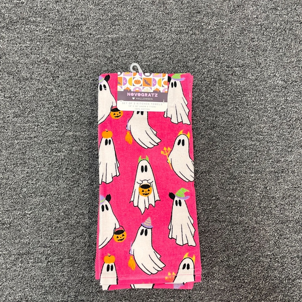 Pink Ghost Towel Set- 100% Cotton